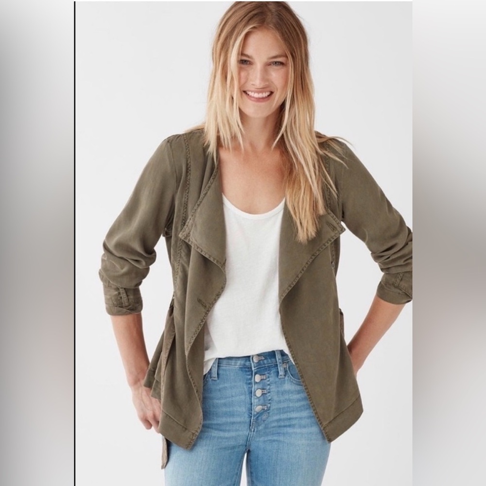 Splendid Olive Green Draped Utility Jacket Tie Waist Size Small